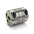 Ruland 4-Beam Clamp Coupling, Bores 0.375"x9mm, OD 0.984", Stainless Steel MWC25-3/8"-9MM-SS